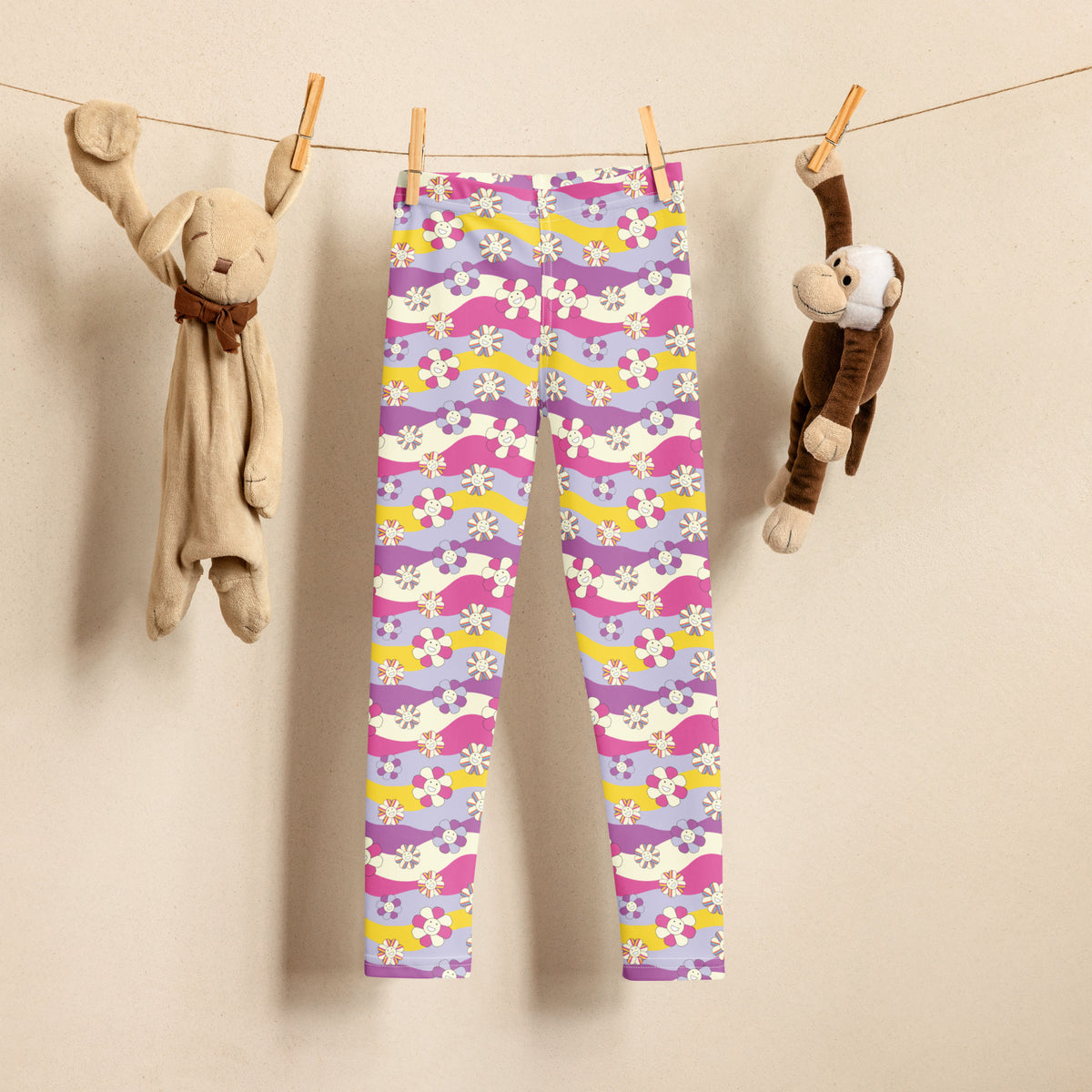 Retro Blossoms - Kids Floral Leggings - 7 -