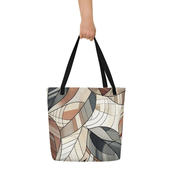 Leafy Elegance - Abstract Mosaic Tote Bag - - Tote Bags