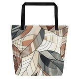 Leafy Elegance - Abstract Mosaic Tote Bag - - Tote Bags