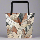 Leafy Elegance - Abstract Mosaic Tote Bag - Black - Tote Bags