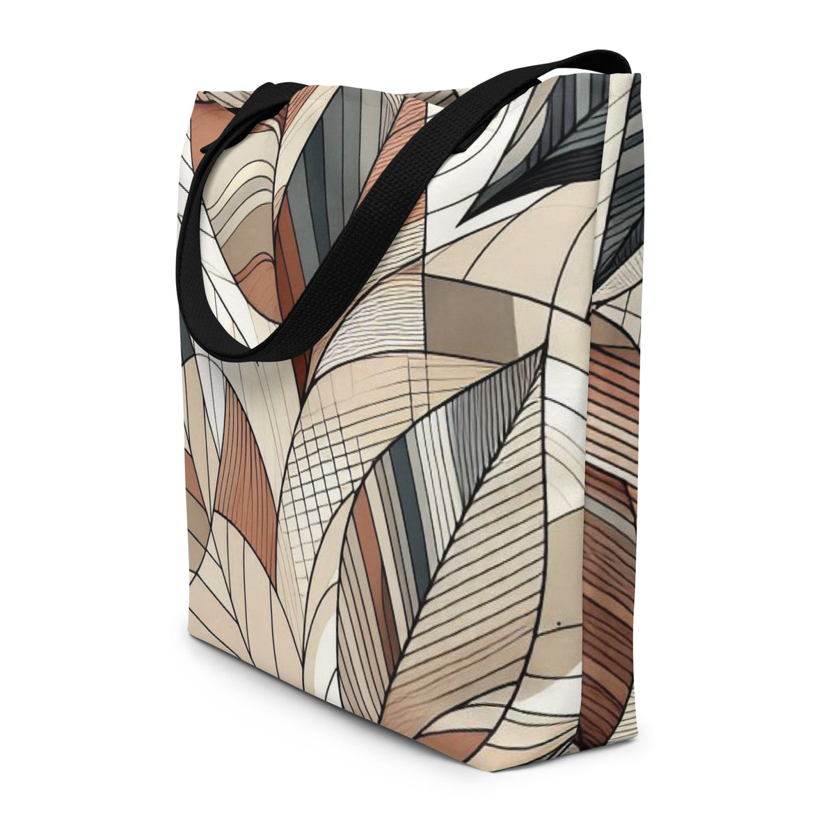 Leafy Elegance - Abstract Mosaic Tote Bag - - Tote Bags