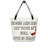 Love-Heavy Tote Bag – Skull and Roses for Her - - Tote Bags