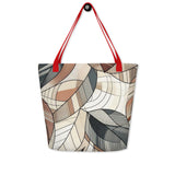 Leafy Elegance - Abstract Mosaic Tote Bag - - Tote Bags