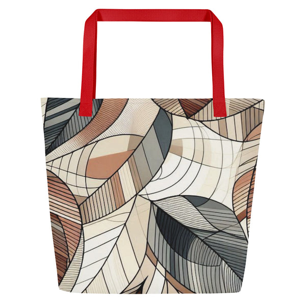 Leafy Elegance - Abstract Mosaic Tote Bag - - Tote Bags