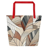 Leafy Elegance - Abstract Mosaic Tote Bag - Red - Tote Bags