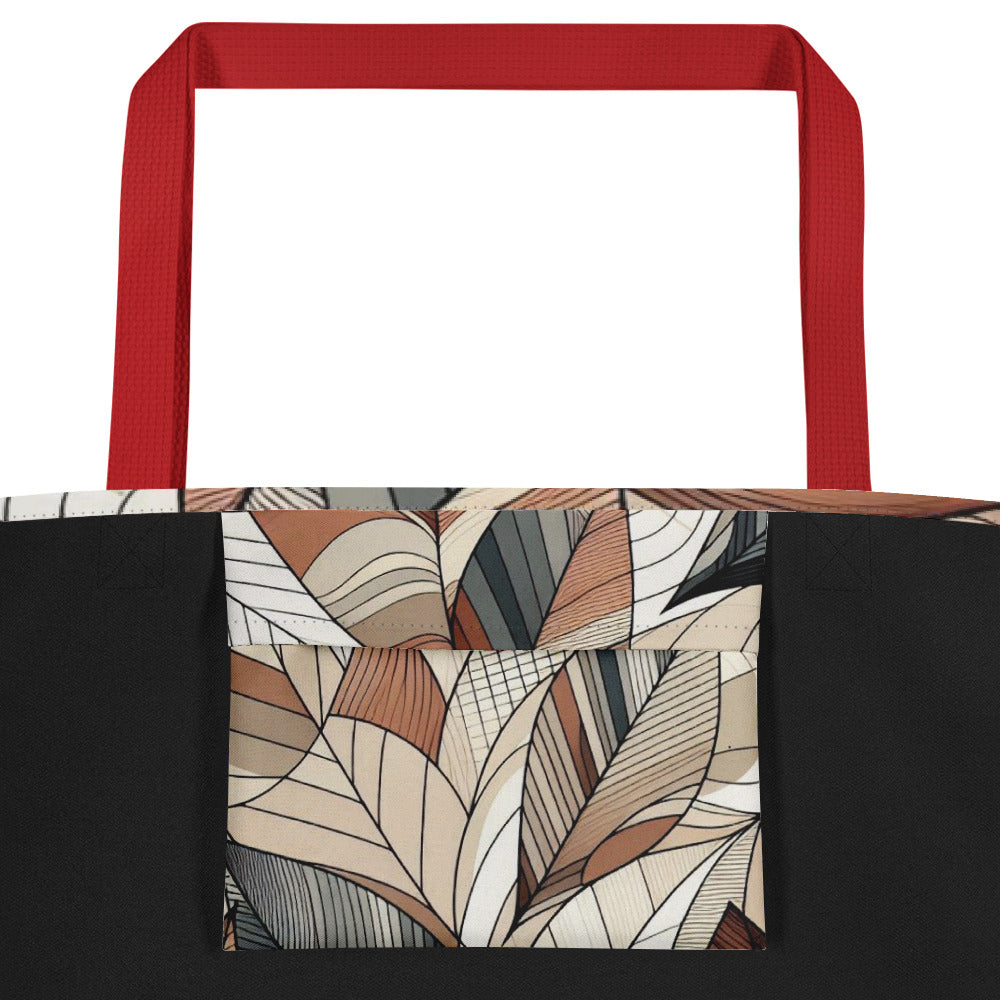 Leafy Elegance - Abstract Mosaic Tote Bag - - Tote Bags