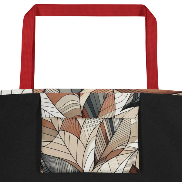 Leafy Elegance - Abstract Mosaic Tote Bag - - Tote Bags