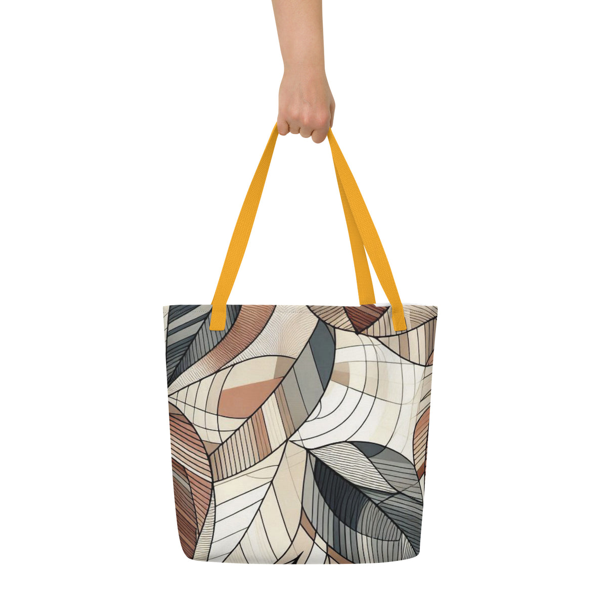 Leafy Elegance - Abstract Mosaic Tote Bag - - Tote Bags