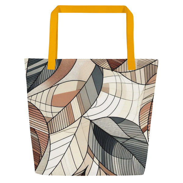 Leafy Elegance - Abstract Mosaic Tote Bag - - Tote Bags