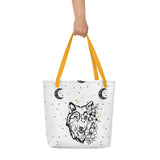 Wild Elegance - Moonlit Wolf Tote - Yellow - Tote Bags