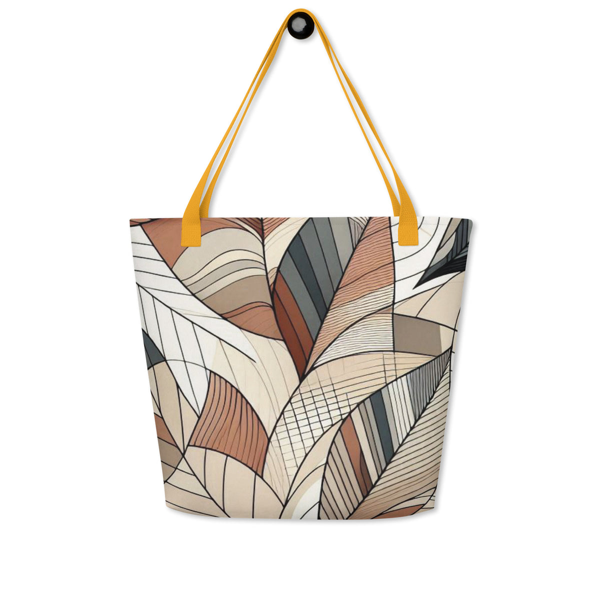 Leafy Elegance - Abstract Mosaic Tote Bag - - Tote Bags