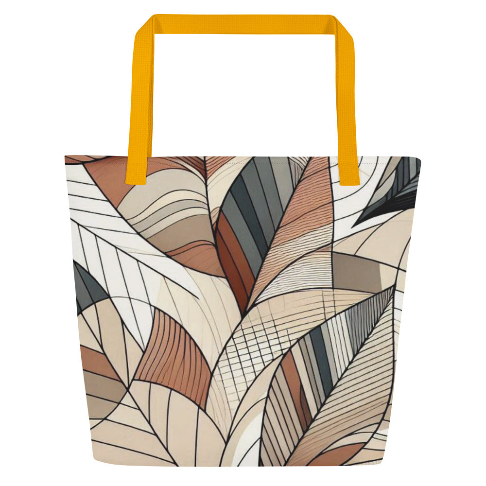 Leafy Elegance - Abstract Mosaic Tote Bag - Yellow - Tote Bags