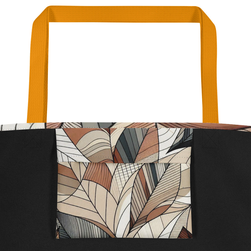 Leafy Elegance - Abstract Mosaic Tote Bag - - Tote Bags