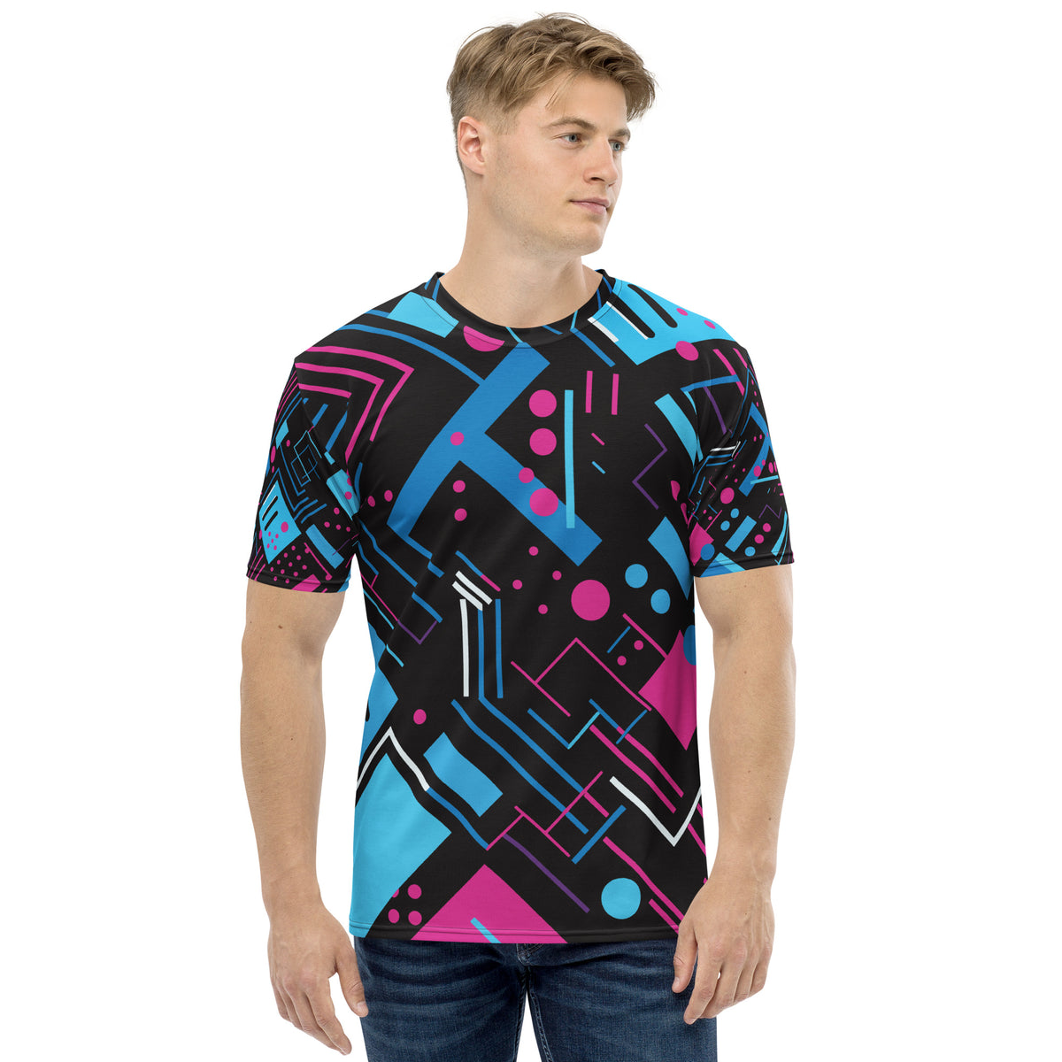 Geometric Dreams - Abstract Pattern Men's Crew Neck T-Shirt - -