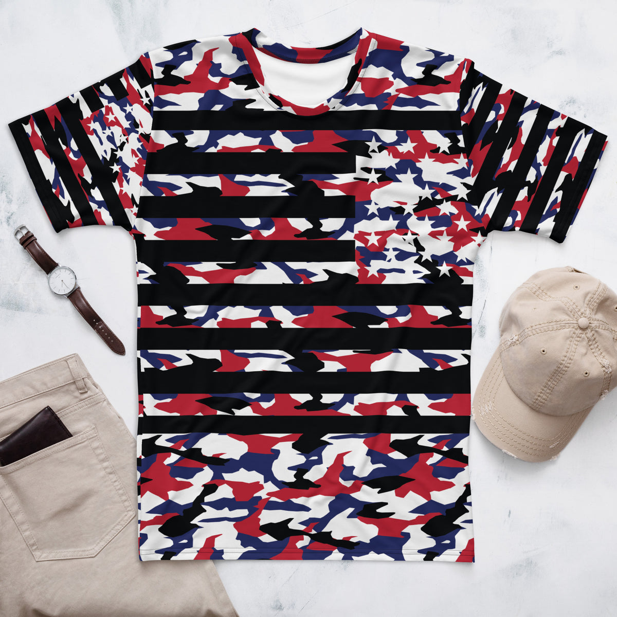 Patriotic Camouflage - Modern Flag T-Shirt - - T-shirts