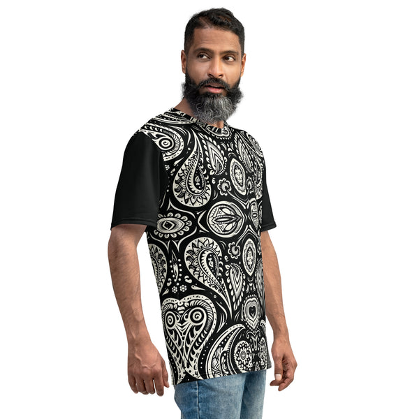 Elegance in Black & White - The Paisley Statement Tee - - T-shirts