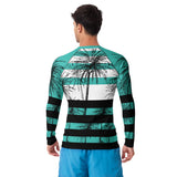 Tropical Stripes – Palm Paradise Rash Guard for Him - - Long Sleeve Shirt