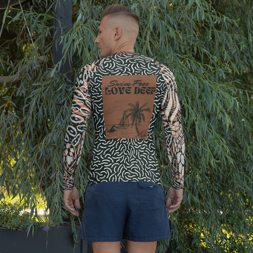 Swim Free, Love Deep – Men’s All-Over Swim Shirt - - Long Sleeve Shirt