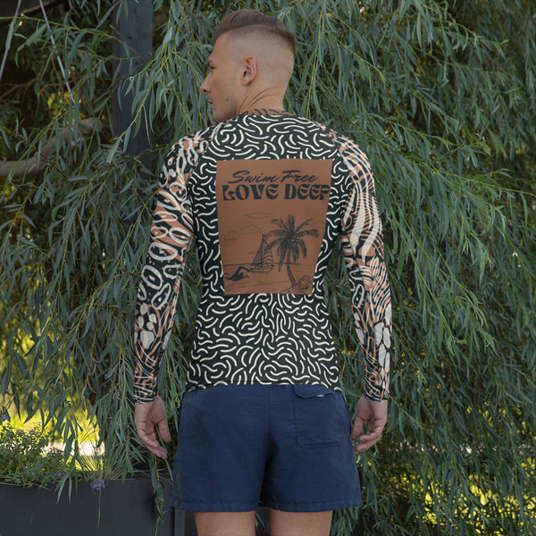 Swim Free, Love Deep – Men’s All-Over Swim Shirt - - Long Sleeve Shirt