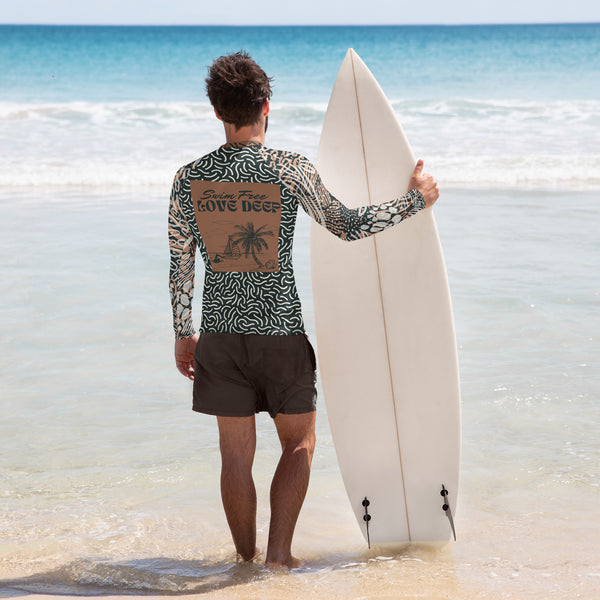 Swim Free, Love Deep – Men’s All-Over Swim Shirt - - Long Sleeve Shirt