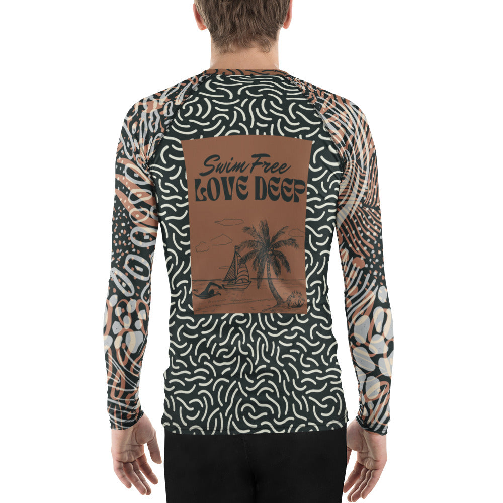 Swim Free, Love Deep – Men’s All-Over Swim Shirt - - Long Sleeve Shirt