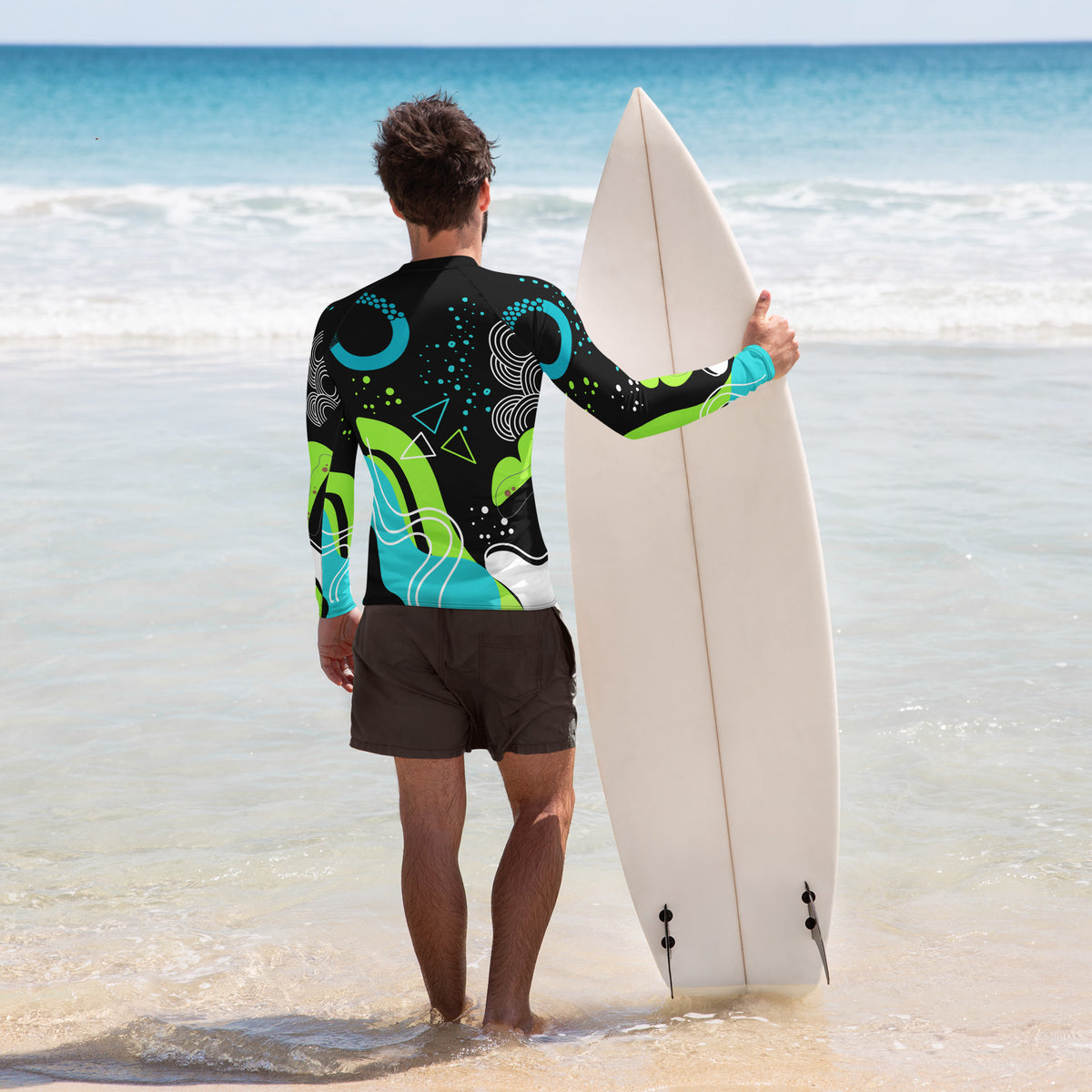 Wave Rider – Men's All-Over Swim Shirt for Adventure - - Long Sleeve Shirt