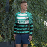 Tropical Stripes – Palm Paradise Rash Guard for Him - - Long Sleeve Shirt