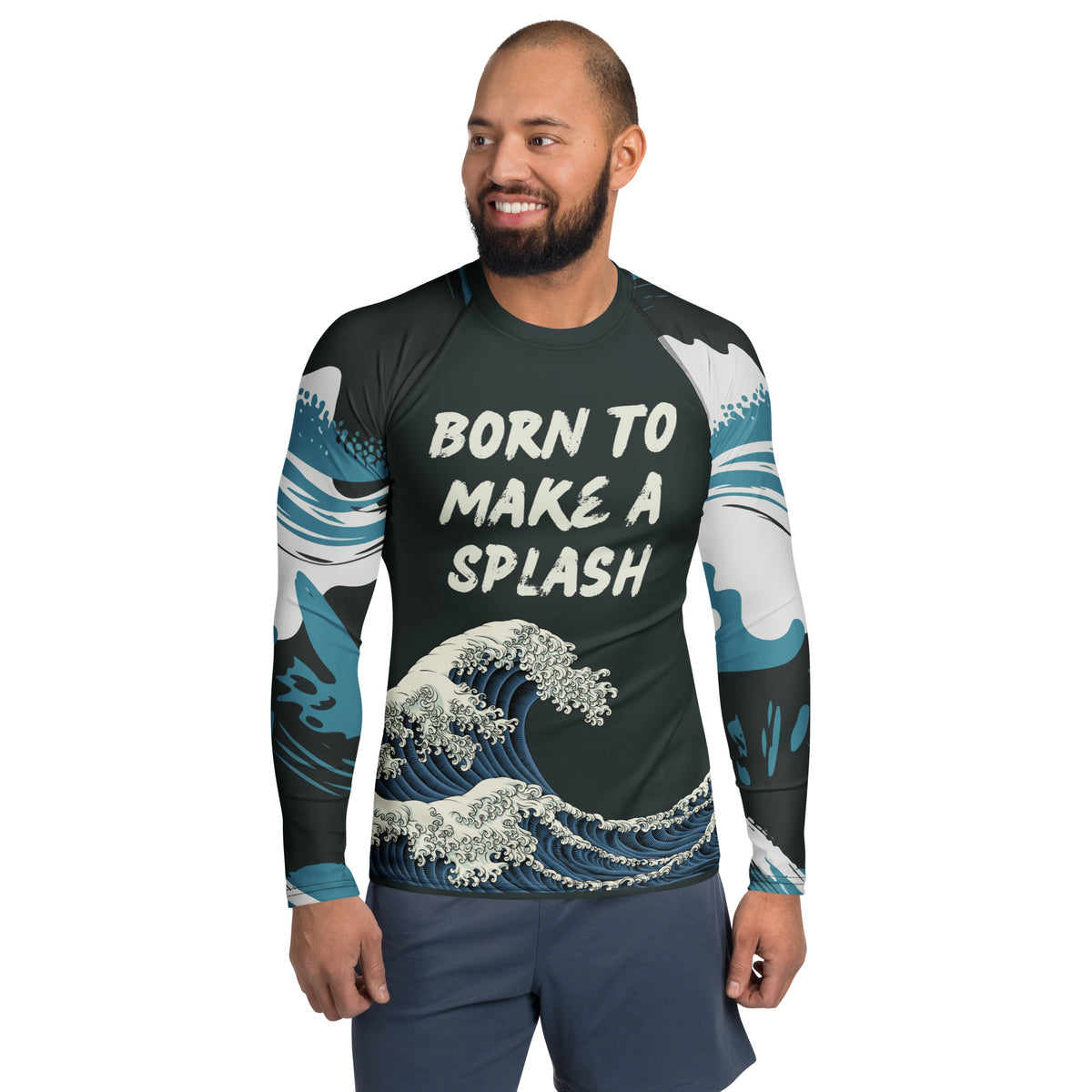 Born to Make a Splash – Men’s All-Over Swim Shirt - - Long Sleeve Shirt