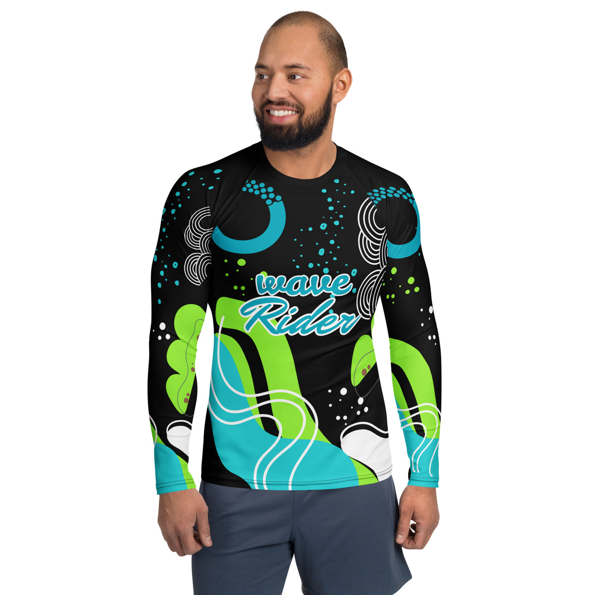 Wave Rider – Men's All-Over Swim Shirt for Adventure - - Long Sleeve Shirt