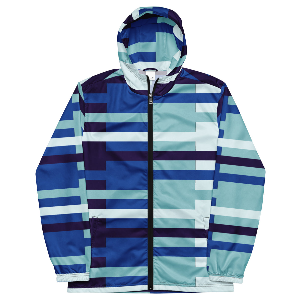 Wearable Art - Geometric Windbreaker for Men - - Zip-Up Hoodies