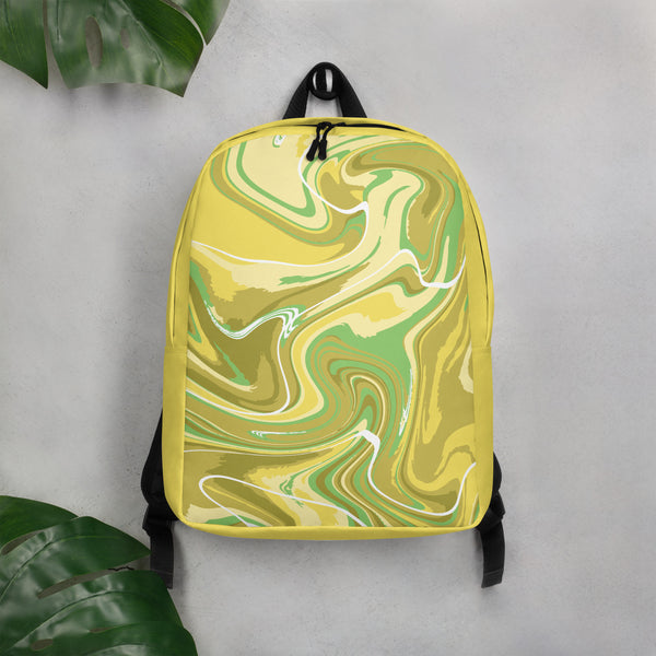 Golden Marbled Bliss Minimalist Backpack - - Backpacks