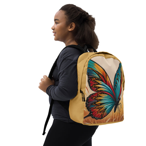 Colorful Wings - Golden Dreams - Artistic Butterfly Backpack - - Minimalist Backpacks