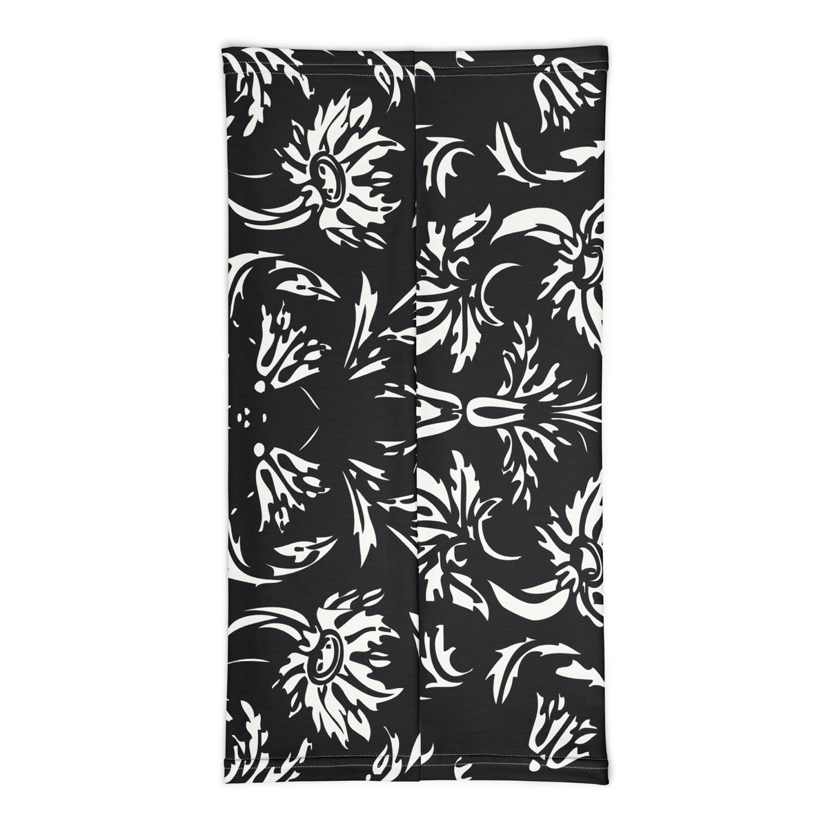 Classic Black & White Floral Neck Gaiter - - Hair Accessories