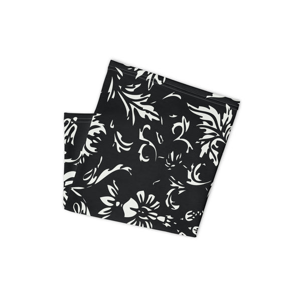 Classic Black & White Floral Neck Gaiter - - Hair Accessories