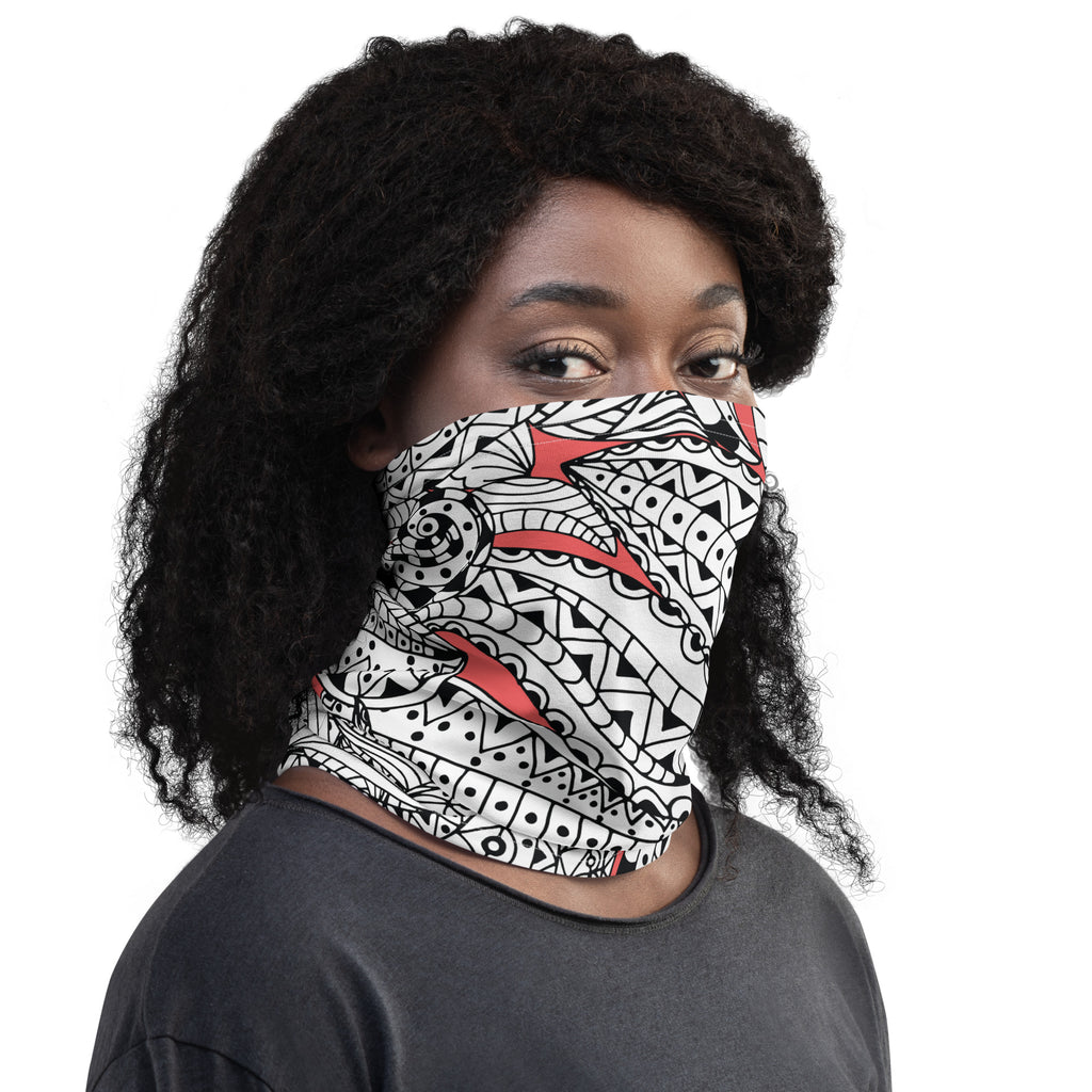 Elegant Patterns - Versatile Black & White Neck Gaiter - - Hair Accessories