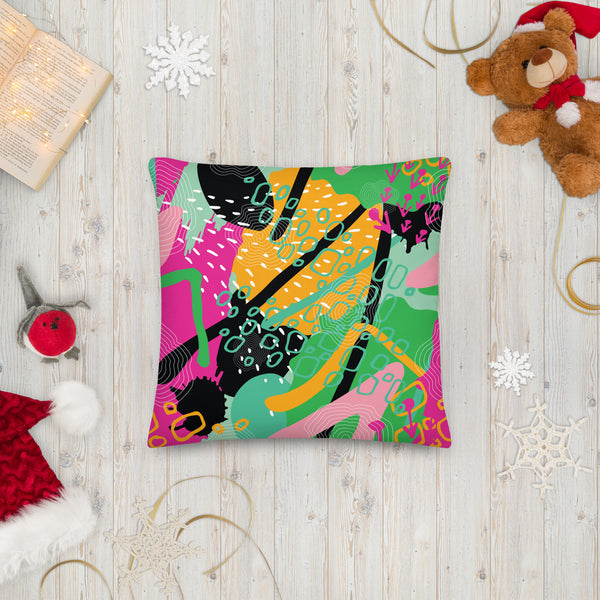 Energetic Expression - Vibrant Abstract Premium Pillow - - Pillows