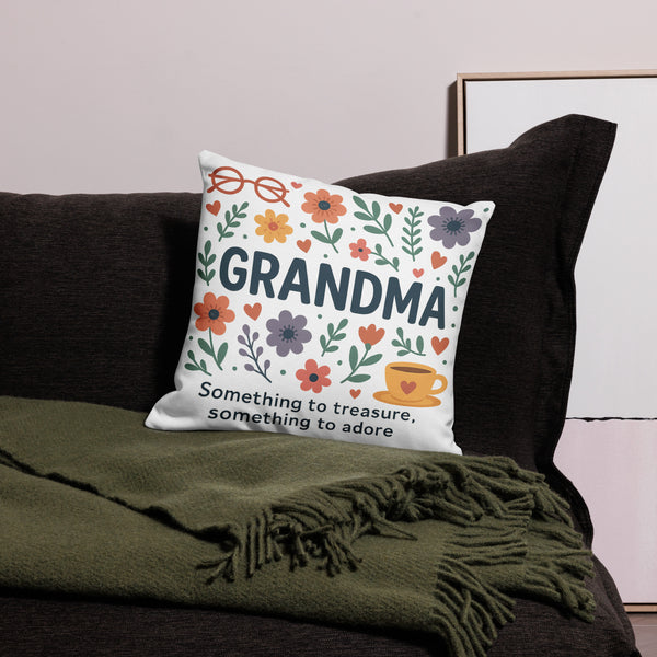 A Floral Hug for Grandma - Heartwarming Pillow - - Pillows