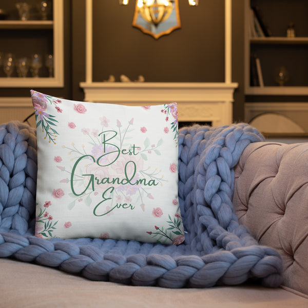 Best Grandma Ever Floral Pillow - Perfect for Gifting - - Pillows