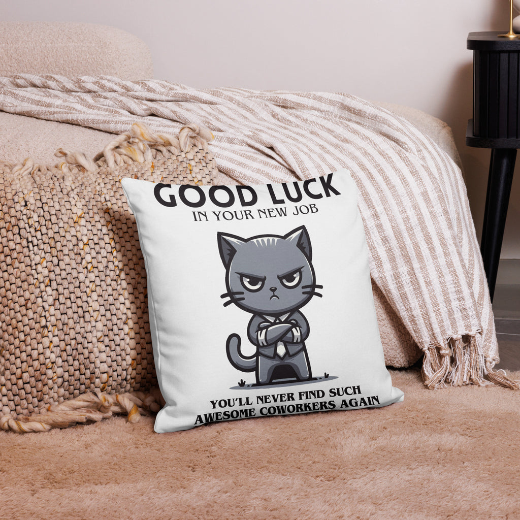 Cat-titude Farewell - The Ultimate Office Send-Off Pillow - 18″×18″ - Pillows