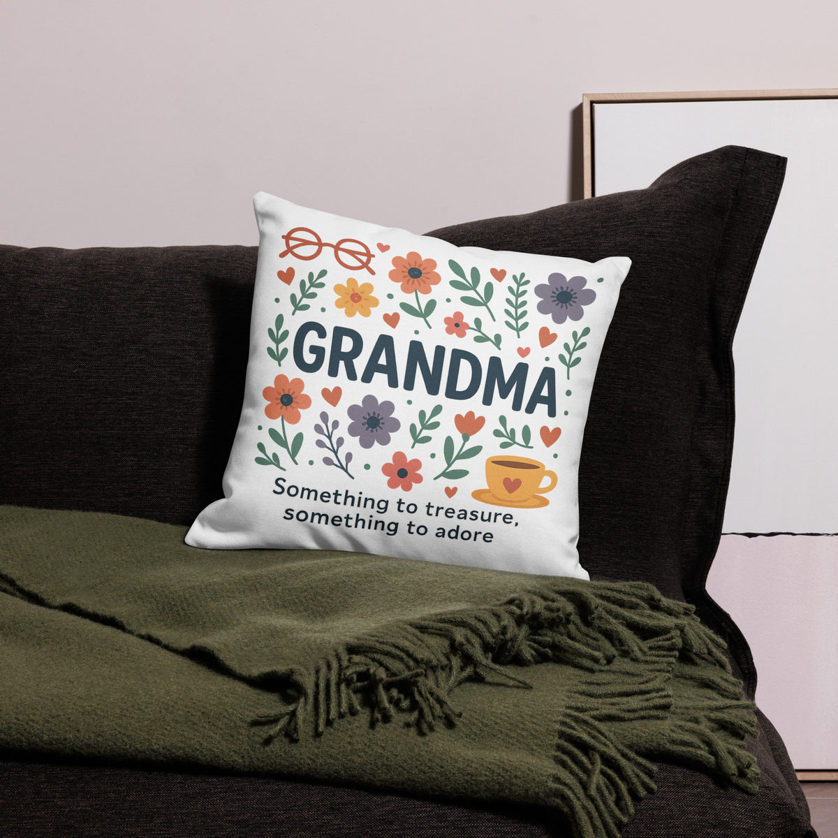 A Floral Hug for Grandma - Heartwarming Pillow - Default Title - Pillows
