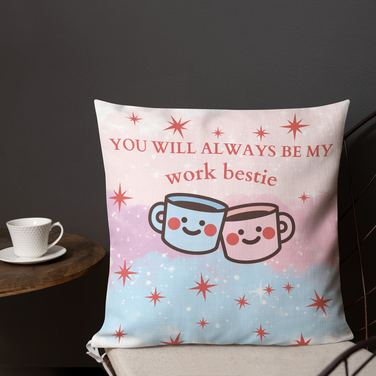 Always My Work Bestie - A Heartwarming Pillow for Friends - 18″×18″ - Pillows