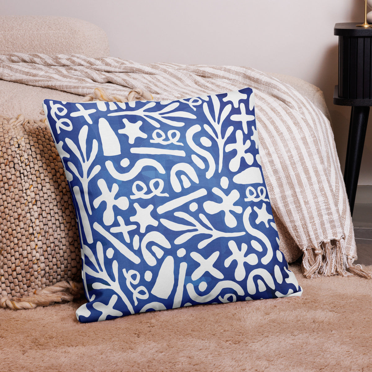 Mystical Blue Mosaic - Decorative Premium Pillow - - Pillows