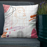 Geometric Grace - Abstract Face Design Pillow - - Pillows