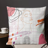 Geometric Grace - Abstract Face Design Pillow - - Pillows