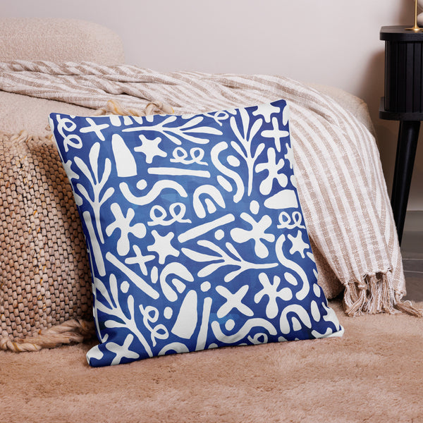 Mystical Blue Mosaic - Decorative Premium Pillow - 22″×22″ - Pillows