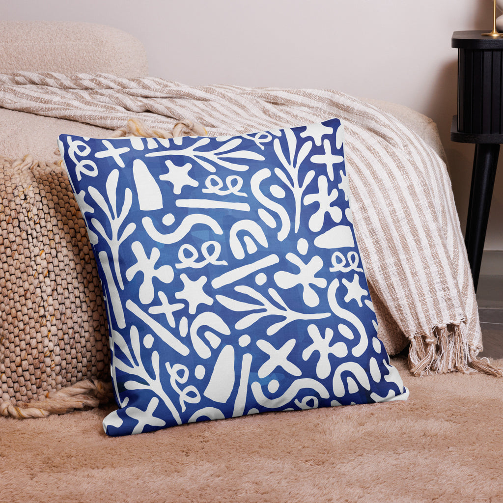 Mystical Blue Mosaic - Decorative Premium Pillow - 22″×22″ - Pillows