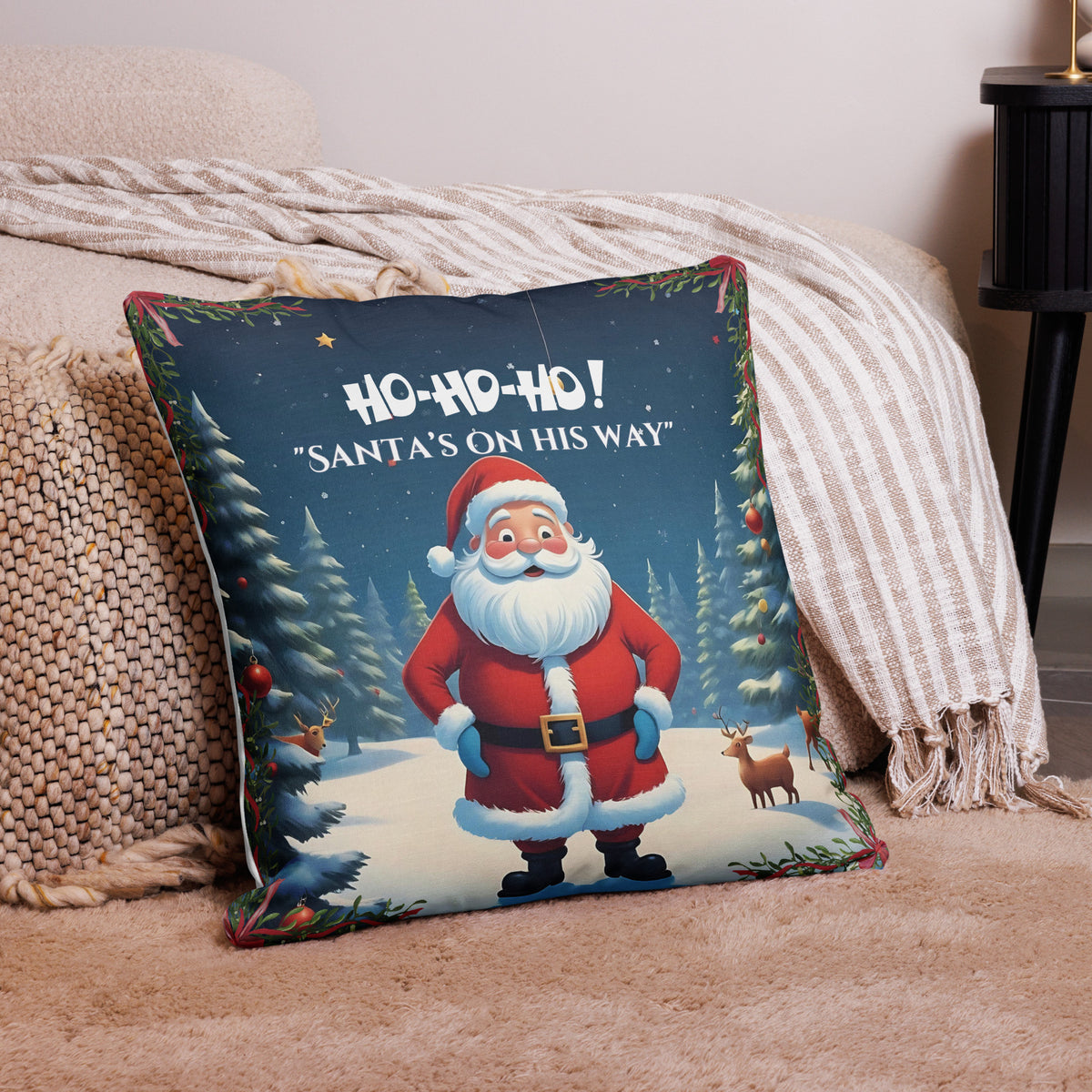 Night Before Christmas - Santa's Sleigh Ride Cushion - 22″×22″ - Pillows