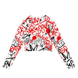 Street Art Chic - Sticker Graffiti Long Sleeve Crop Top - - Crop Top