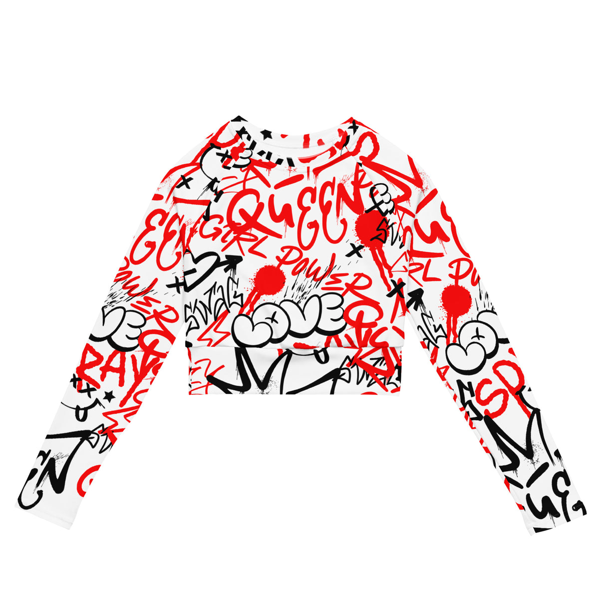 Street Art Chic - Sticker Graffiti Long Sleeve Crop Top - - Crop Top