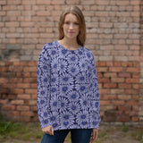 Navy Petals Full Print Sweatshirt - Dive into Calm - - Sweatshirts